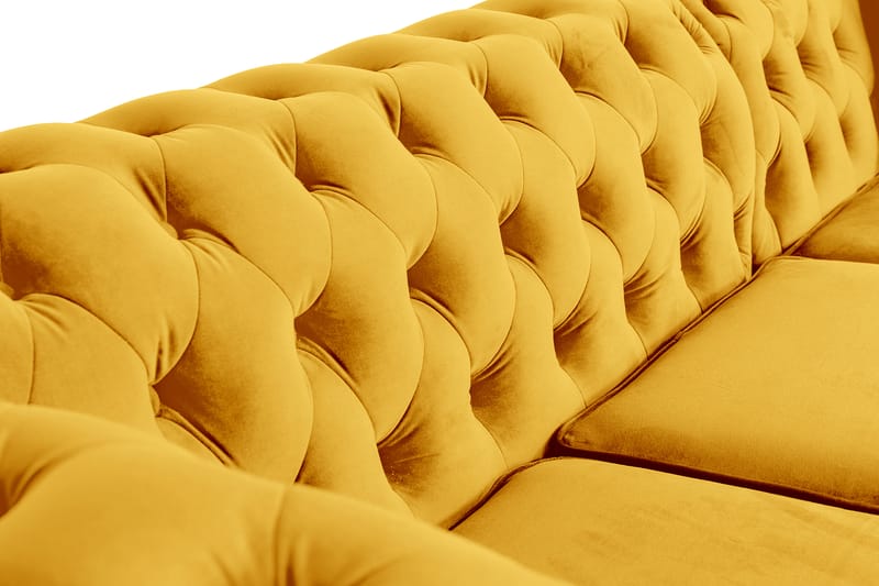 Chesterfield Deluxe sovesofa 2-Pers. med chaiselong - Gul - Møbler - Sofaer - Sovesofaer