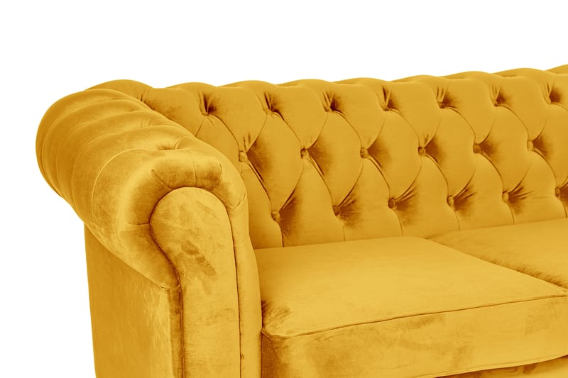 Chesterfield Deluxe sovesofa 2-Pers. med chaiselong - Gul - Møbler - Sofaer - Sovesofaer