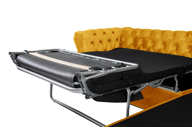 Chesterfield Deluxe sovesofa 2-Pers. med chaiselong - Gul - Møbler - Sofaer - Sovesofaer