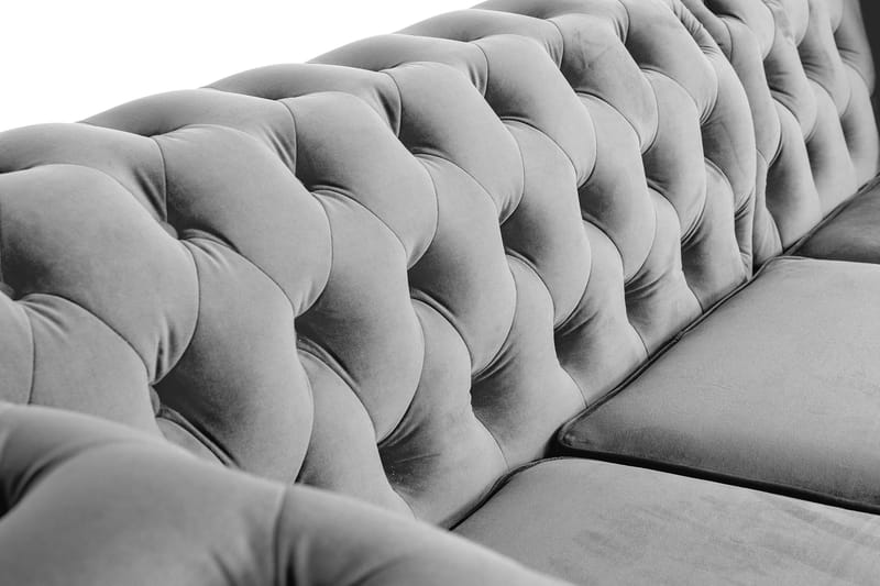 Chesterfield Deluxe sovesofa 2-Pers. med chaiselong - Grå - Møbler - Sofaer - Sovesofaer
