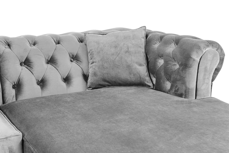 Chesterfield Deluxe sovesofa 2-Pers. med chaiselong - Grå - Møbler - Sofaer - Sovesofaer