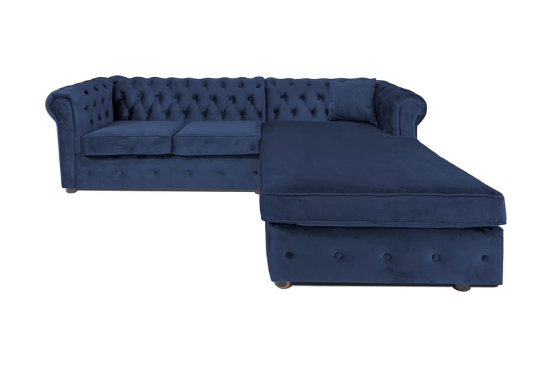 Chesterfield Deluxe sovesofa 2-Pers. med chaiselong - Petrolblå - Møbler - Sofaer - Sovesofaer