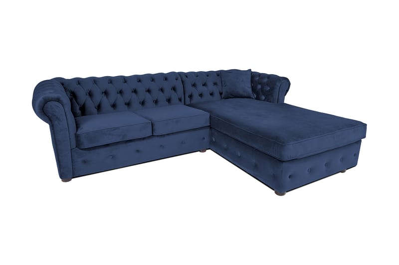 Chesterfield Deluxe sovesofa 2-Pers. med chaiselong - Petrolblå - Møbler - Sofaer - Sovesofaer