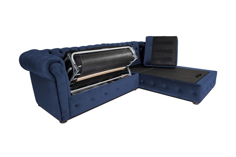Chesterfield Deluxe sovesofa 2-Pers. med chaiselong - Petrolblå - Møbler - Sofaer - Sovesofaer