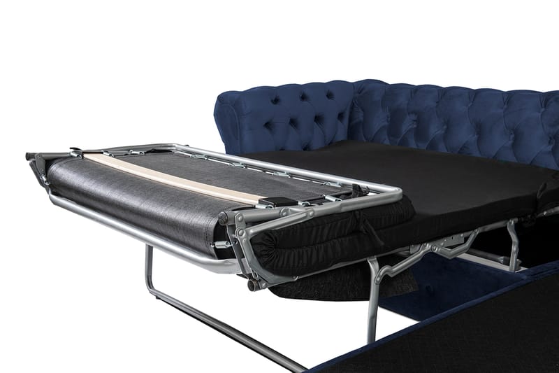 Chesterfield Deluxe sovesofa 2-Pers. med chaiselong - Petrolblå - Møbler - Sofaer - Sovesofaer