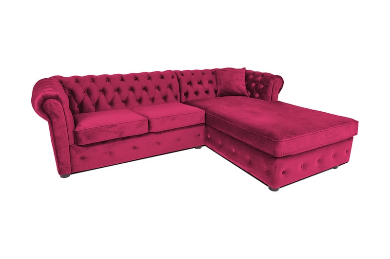 Chesterfield Deluxe sovesofa 2-Pers. med chaiselong - Cerise - Møbler - Sofaer - Sovesofaer