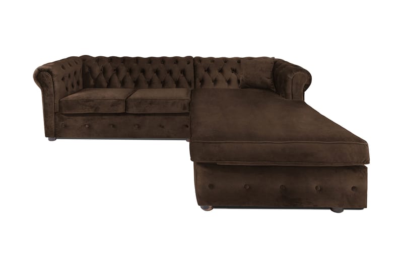 Chesterfield Deluxe sovesofa 2-Pers. med chaiselong - Vintage Brun - Møbler - Sofaer - Sovesofaer