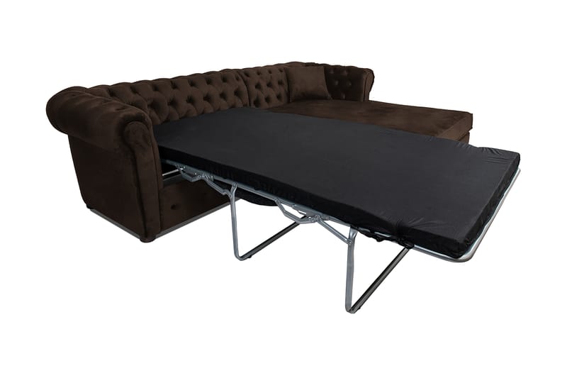 Chesterfield Deluxe sovesofa 2-Pers. med chaiselong - Vintage Brun - Møbler - Sofaer - Sovesofaer