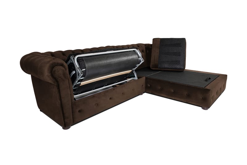 Chesterfield Deluxe sovesofa 2-Pers. med chaiselong - Vintage Brun - Møbler - Sofaer - Sovesofaer