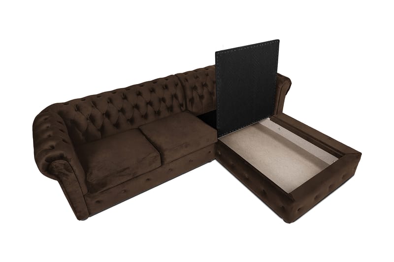 Chesterfield Deluxe sovesofa 2-Pers. med chaiselong - Vintage Brun - Møbler - Sofaer - Sovesofaer