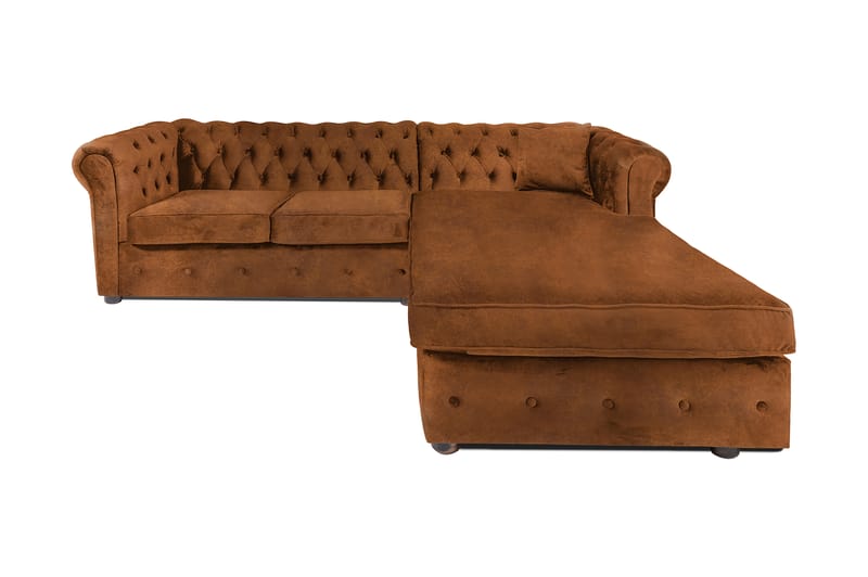 Chesterfield Deluxe sovesofa 2-Pers. med chaiselong - Vintage Cognac - Møbler - Sofaer - Sovesofaer
