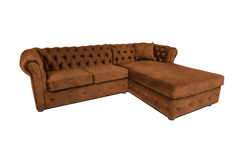 Chesterfield Deluxe sovesofa 2-Pers. med chaiselong - Vintage Cognac - Møbler - Sofaer - Sovesofaer