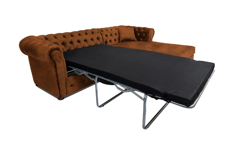 Chesterfield Deluxe sovesofa 2-Pers. med chaiselong - Vintage Cognac - Møbler - Sofaer - Sovesofaer