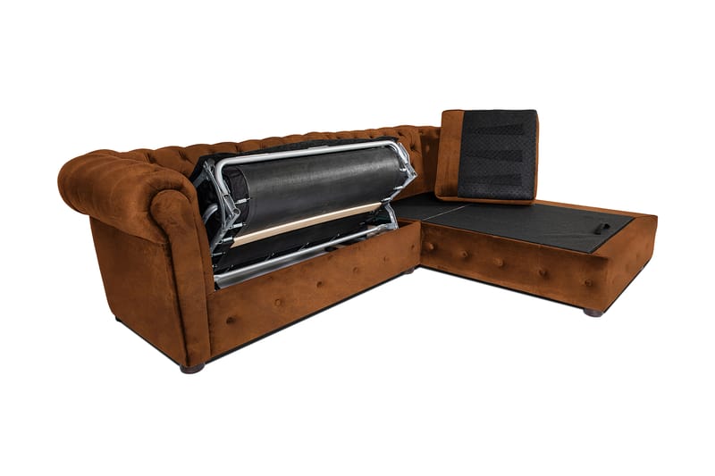 Chesterfield Deluxe sovesofa 2-Pers. med chaiselong - Vintage Cognac - Møbler - Sofaer - Sovesofaer