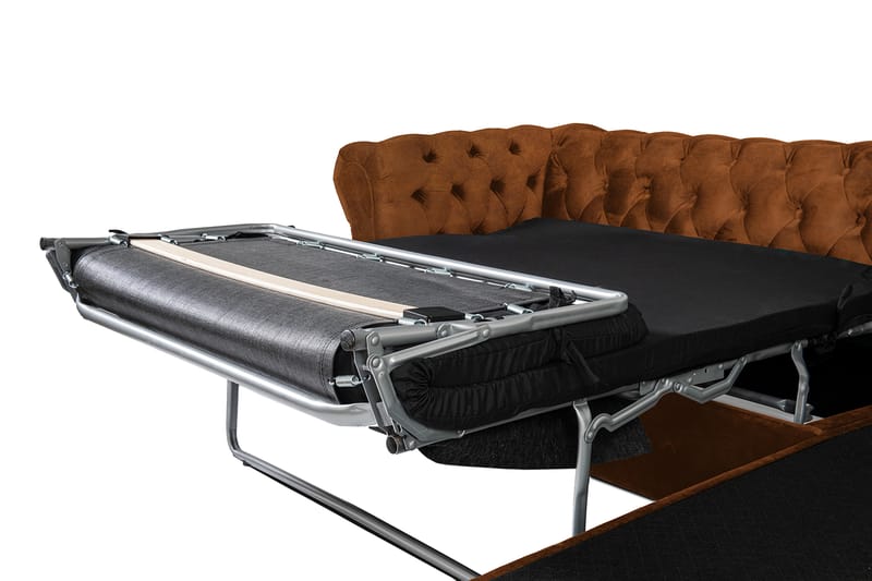 Chesterfield Deluxe sovesofa 2-Pers. med chaiselong - Vintage Cognac - Møbler - Sofaer - Sovesofaer