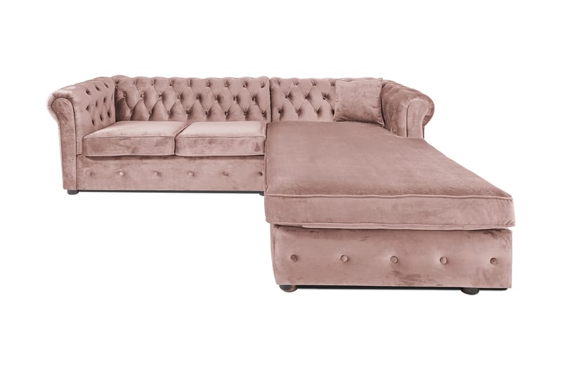 Chesterfield Deluxe sovesofa 2-Pers. med chaiselong - Lyserød - Møbler - Sofaer - Sovesofaer
