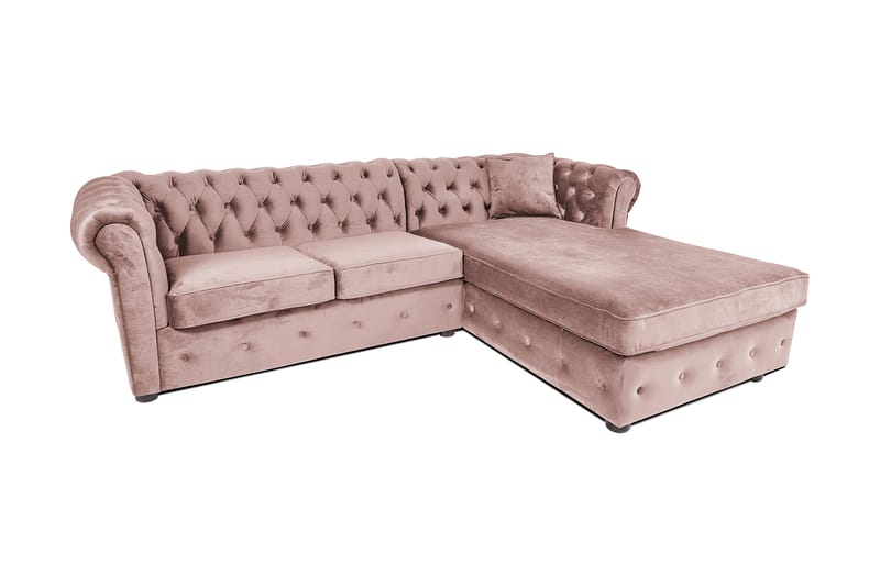 Chesterfield Deluxe sovesofa 2-Pers. med chaiselong - Lyserød - Møbler - Sofaer - Sovesofaer