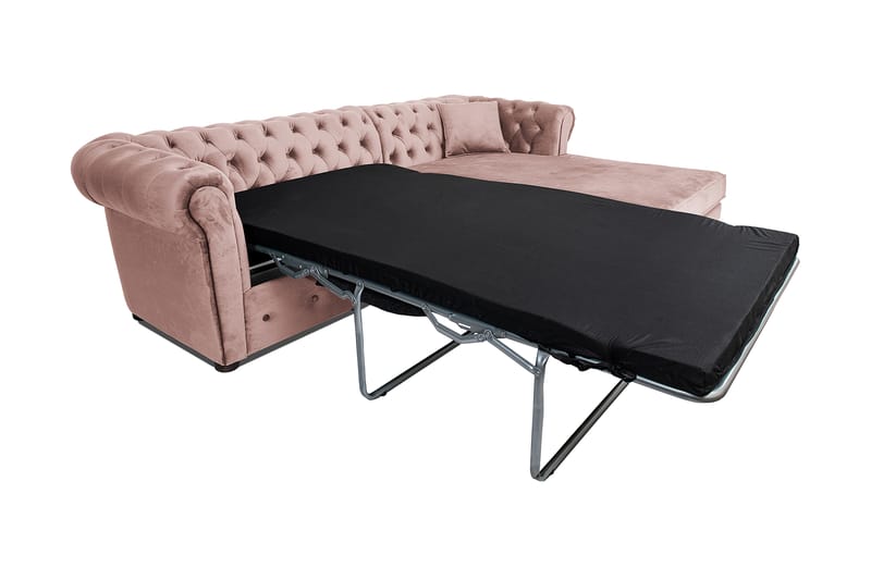 Chesterfield Deluxe sovesofa 2-Pers. med chaiselong - Lyserød - Møbler - Sofaer - Sovesofaer