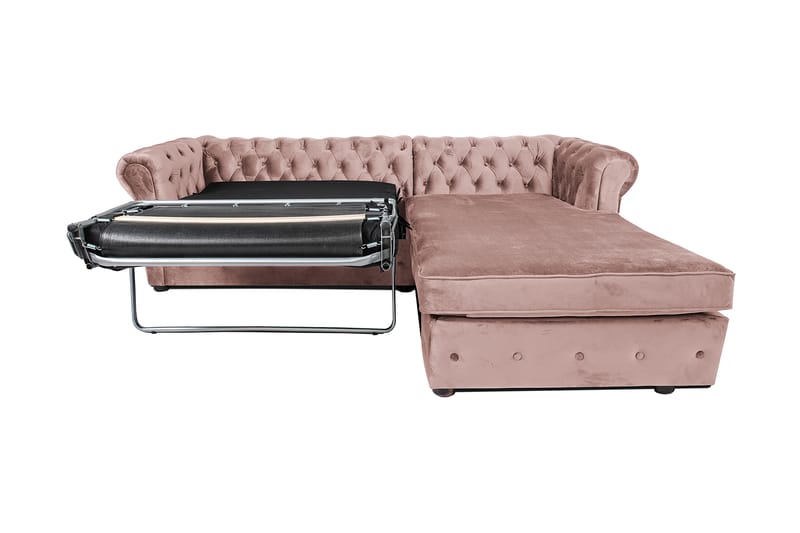 Chesterfield Deluxe sovesofa 2-Pers. med chaiselong - Lyserød - Møbler - Sofaer - Sovesofaer