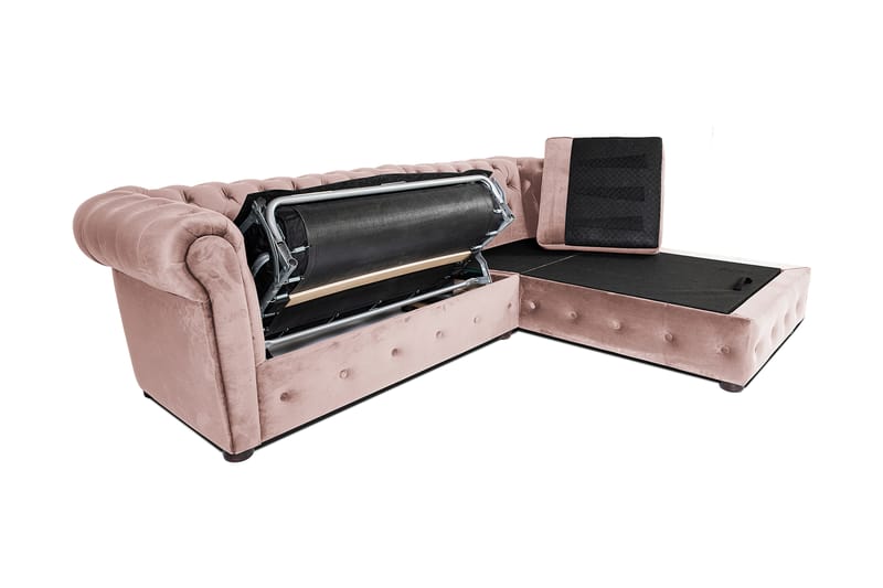 Chesterfield Deluxe sovesofa 2-Pers. med chaiselong - Lyserød - Møbler - Sofaer - Sovesofaer