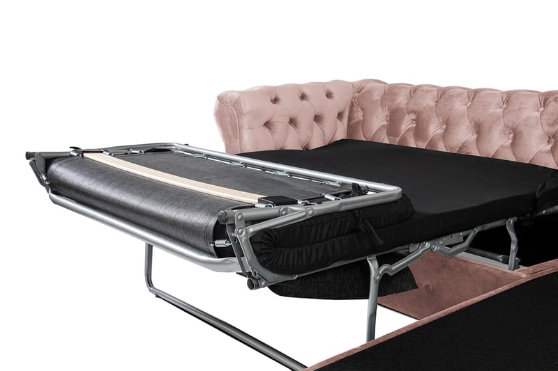 Chesterfield Deluxe sovesofa 2-Pers. med chaiselong - Lyserød - Møbler - Sofaer - Sovesofaer