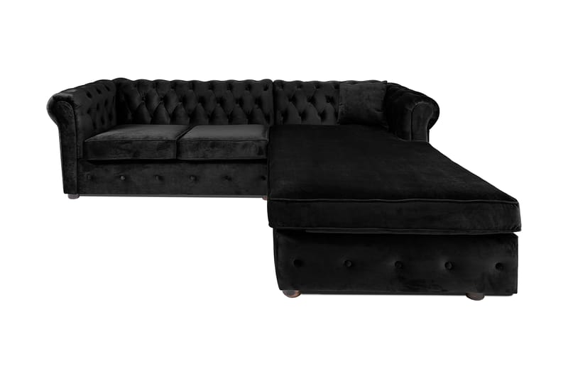 Chesterfield Deluxe sovesofa 2-Pers. med chaiselong - Sort - Møbler - Sofaer - Sovesofaer