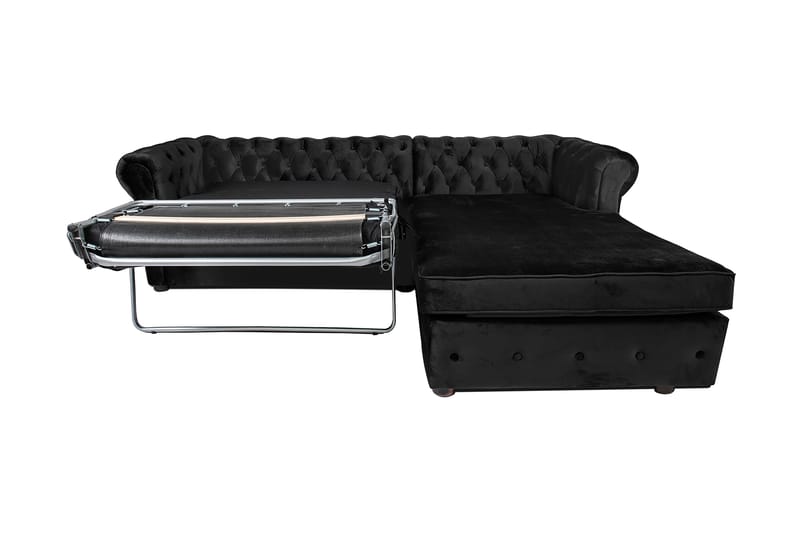 Chesterfield Deluxe sovesofa 2-Pers. med chaiselong - Sort - Møbler - Sofaer - Sovesofaer