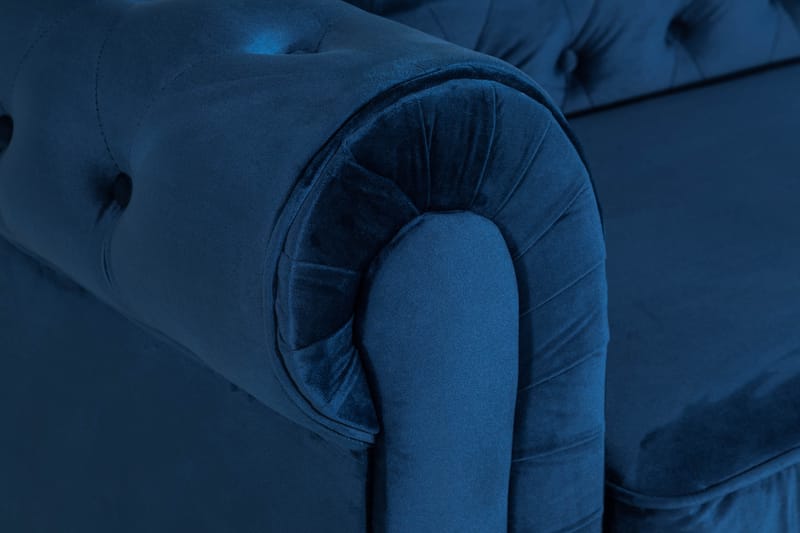 Chesterfield Lyx 3-sædet Fløjlssofa – Dyb sofa - Blå - Møbler - Sofaer - Sovesofaer