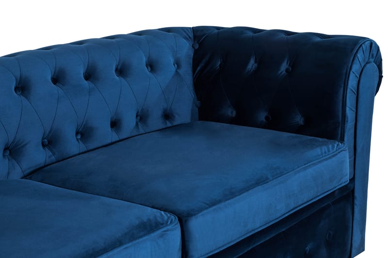 Chesterfield Lyx 3-sædet Fløjlssofa – Dyb sofa - Blå - Møbler - Sofaer - Sovesofaer
