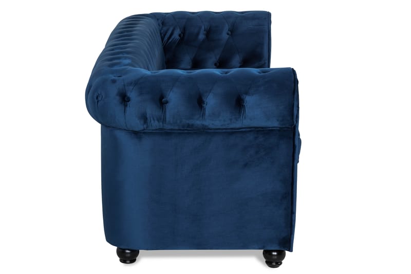 Chesterfield Lyx 3-sædet Fløjlssofa – Dyb sofa - Blå - Møbler - Sofaer - Sovesofaer