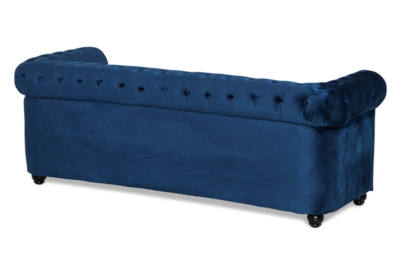 Chesterfield Lyx 3-sædet Fløjlssofa – Dyb sofa - Blå - Møbler - Sofaer - Sovesofaer