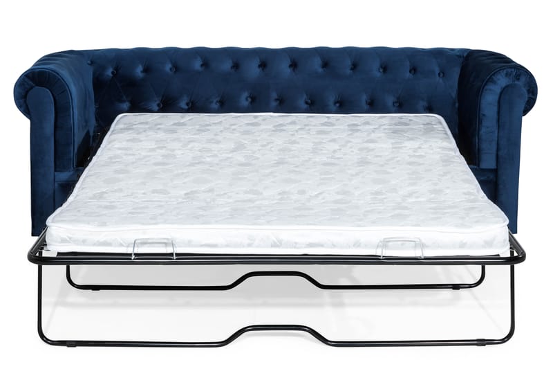 Chesterfield Lyx 3-sædet Fløjlssofa – Dyb sofa - Blå - Møbler - Sofaer - Sovesofaer