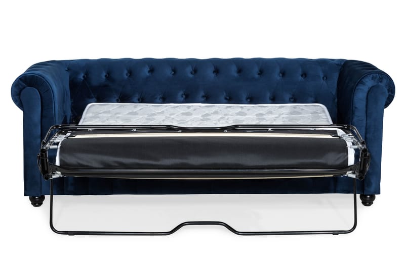 Chesterfield Lyx 3-sædet Fløjlssofa – Dyb sofa - Blå - Møbler - Sofaer - Sovesofaer