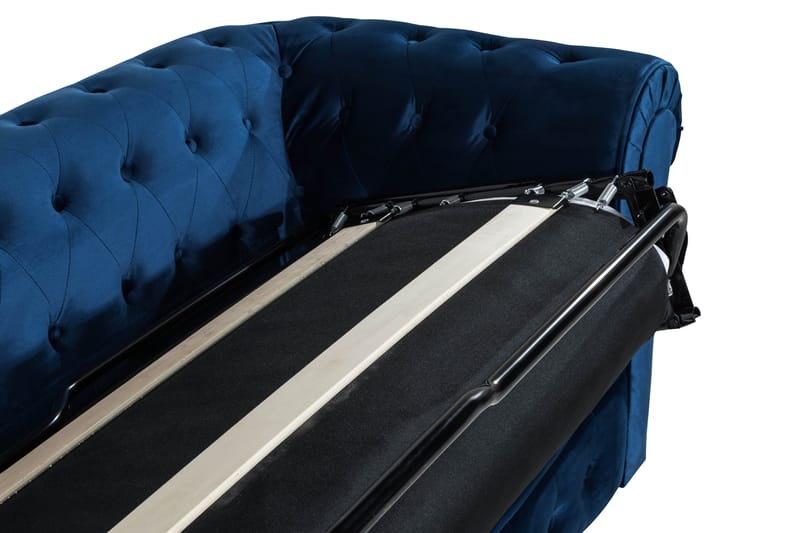 Chesterfield Lyx 3-sædet Fløjlssofa – Dyb sofa - Blå - Møbler - Sofaer - Sovesofaer