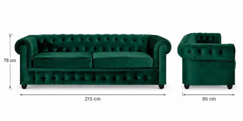 Chesterfield Lyx 3-sædet Fremadslående sovesofa i fløjl - Grøn - Møbler - Sofaer - Sovesofaer