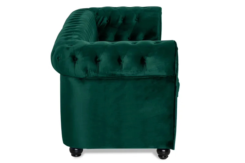 Chesterfield Lyx 3-sædet Fremadslående sovesofa i fløjl - Grøn - Møbler - Sofaer - Sovesofaer