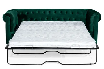 Chesterfield Lyx 3-sædet Fremadslående sovesofa i fløjl - Grøn - Møbler - Sofaer - Sovesofaer