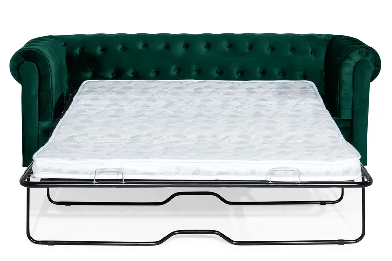 Chesterfield Lyx 3-sædet Fremadslående sovesofa i fløjl - Grøn - Møbler - Sofaer - Sovesofaer