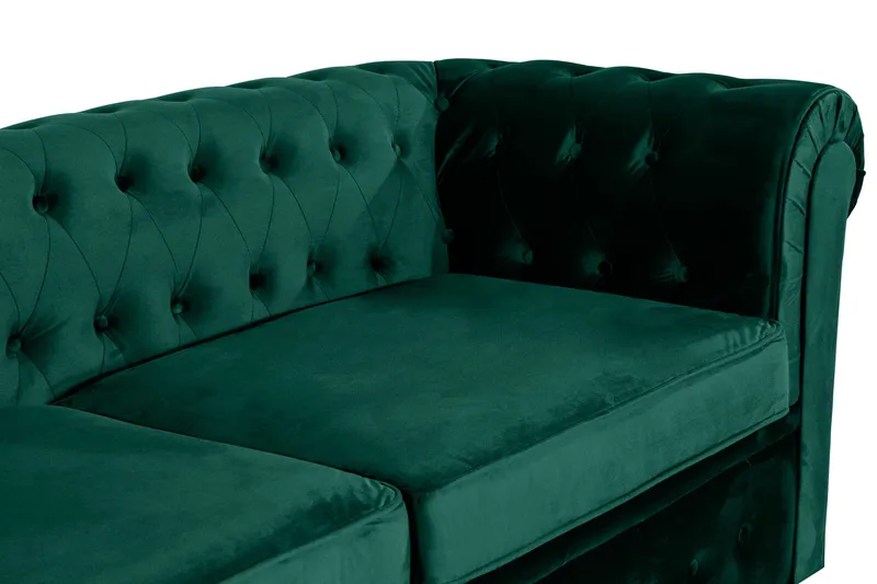 Chesterfield Lyx 3-sædet Fremadslående sovesofa i fløjl - Grøn - Møbler - Sofaer - Sovesofaer