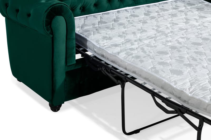 Chesterfield Lyx 3-sædet Fremadslående sovesofa i fløjl - Mørkegrøn - Møbler - Sofaer - Sovesofaer