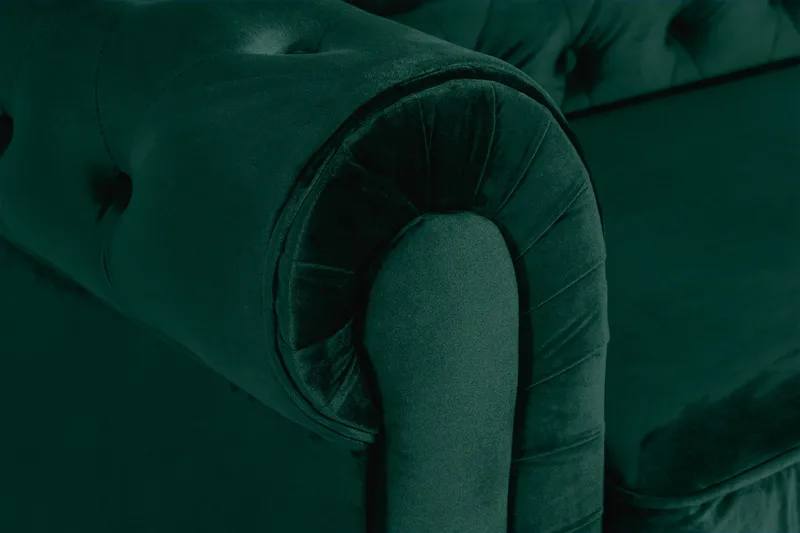Chesterfield Lyx 3-sædet Fremadslående sovesofa i fløjl - Mørkegrøn - Møbler - Sofaer - Sovesofaer