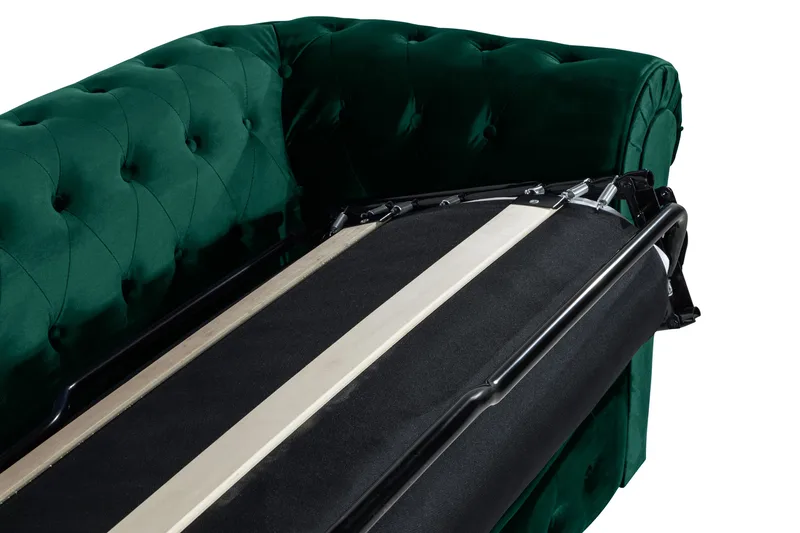 Chesterfield Lyx 3-sædet Fremadslående sovesofa i fløjl - Mørkegrøn - Møbler - Sofaer - Sovesofaer