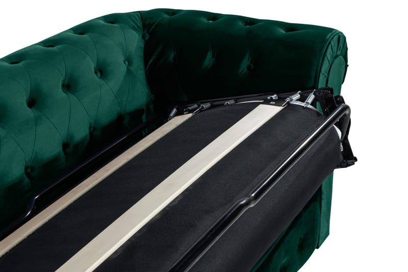 Chesterfield Lyx 3-sædet Fremadslående sovesofa i fløjl - Mørkegrøn - Møbler - Sofaer - Sovesofaer