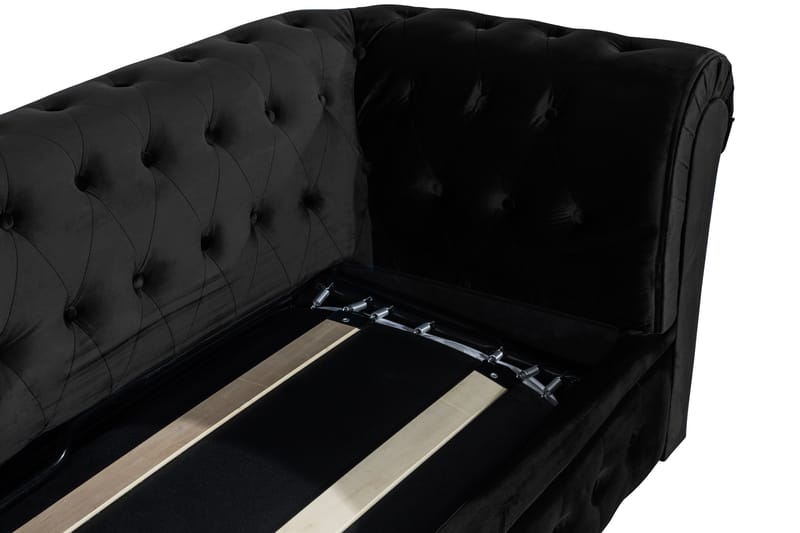 Chesterfield Lyx 3-sædet Fremadslående sovesofa i fløjl - Sort - Møbler - Sofaer - Sovesofaer