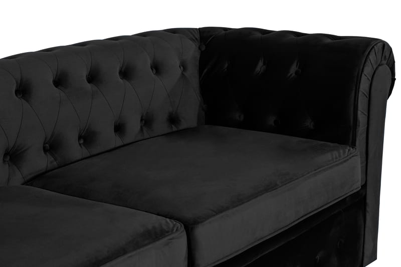 Chesterfield Lyx 3-sædet Fremadslående sovesofa i fløjl - Sort - Møbler - Sofaer - Sovesofaer