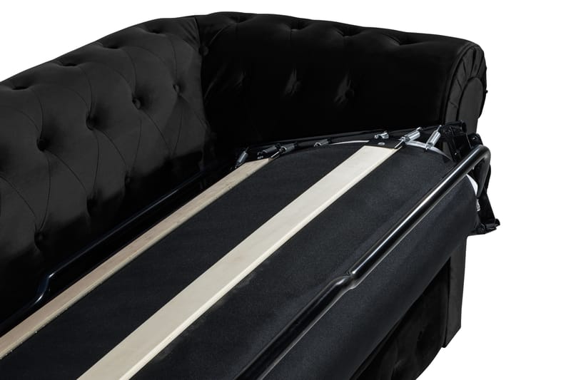 Chesterfield Lyx 3-sædet Fremadslående sovesofa i fløjl - Sort - Møbler - Sofaer - Sovesofaer