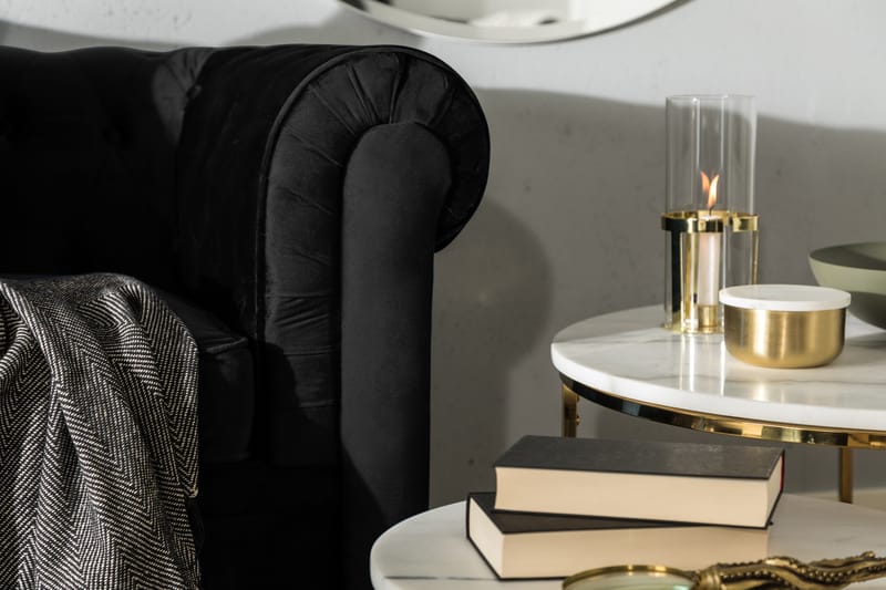 Chesterfield Lyx 3-sædet Fremadslående sovesofa i fløjl - Sort - Møbler - Sofaer - Sovesofaer
