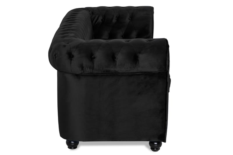 Chesterfield Lyx 3-sædet Fremadslående sovesofa i fløjl - Sort - Møbler - Sofaer - Sovesofaer