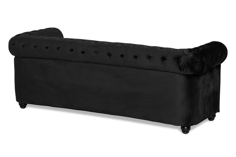 Chesterfield Lyx 3-sædet Fremadslående sovesofa i fløjl - Sort - Møbler - Sofaer - Sovesofaer