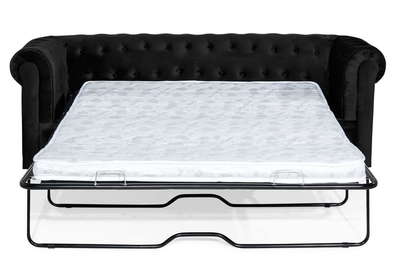 Chesterfield Lyx 3-sædet Fremadslående sovesofa i fløjl - Sort - Møbler - Sofaer - Sovesofaer